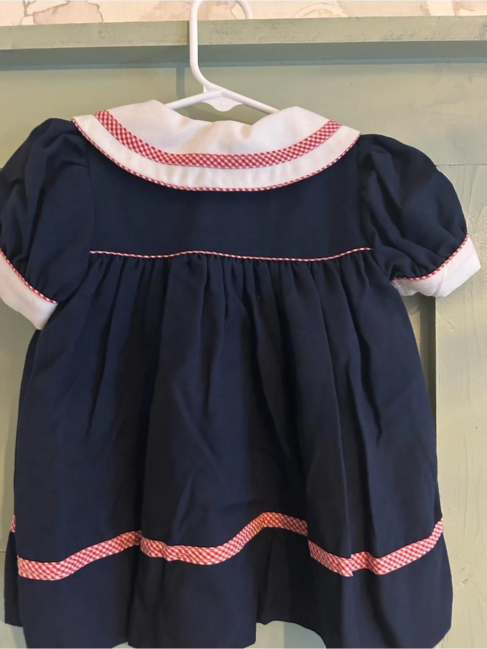 Vintage Navy Butterfly Appliqué Girls' Formal Dress with White Bloomers